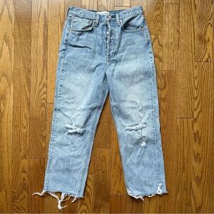 Aritzia Denim Forum The Bonet High Rise Loose Distressed Cropped Jeans 27